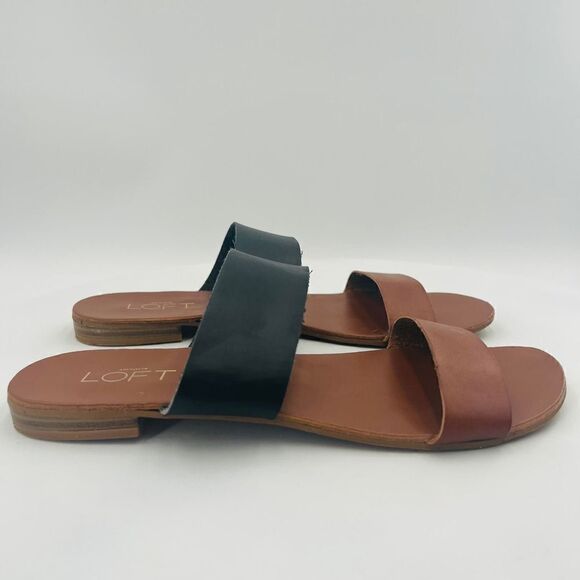 Loft Women's Dual Black/Tan Flat Sandal Size 7. - Picture 7 of 12